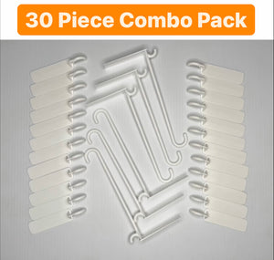 (30 Piece) White Combo Pack (24 Flat 3" hooks)(6 3"x 8" Flat hooks) Durable Plastic Hooks for insulated and non-insulated roofs.