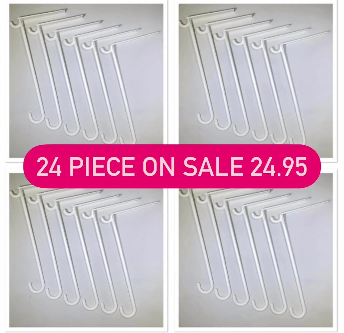 24 Pack) Flat 3x 8 White Wedged Durable Plastic Alumahook