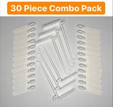 Load image into Gallery viewer, (30 Piece) White Combo Pack (24 Flat 3&quot; hooks)(6 3&quot;x 8&quot; Flat hooks) Durable Plastic Hooks for insulated and non-insulated roofs.