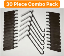 Load image into Gallery viewer, (30 Piece) Spanish Brown Combo Pack (24 Flat 3&quot; hooks)(6 3&quot;x 8&quot; Flat hooks) Durable Plastic Hooks for insulated and non-insulated roofs.