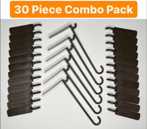 (30 Piece) Spanish Brown Combo Pack (24 Flat 3" hooks)(6 3"x 8" Flat hooks) Durable Plastic Hooks for insulated and non-insulated roofs.